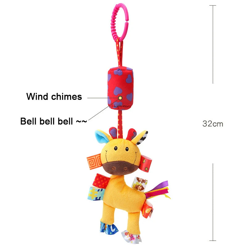 Baby Sensory Hanging Rattles Soft Learning Toy Plush Animals Stroller Infant Car Bed Crib with Teether for Bebe Babies Toddlers