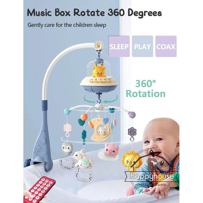 Musical Baby Crib Mobile with Lights Music Projection for Infants Remote Control Crib Toys for Newborn Baby Mobile for Crib Toys