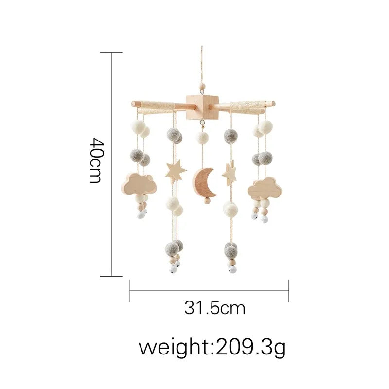 Baby Crib Mobile Wooden Bed Bell Rattle Toy Soft Felt Hot Air Balloon Wind Chime Pendant Newborn Comfort Bed Bell Toys Baby Gift