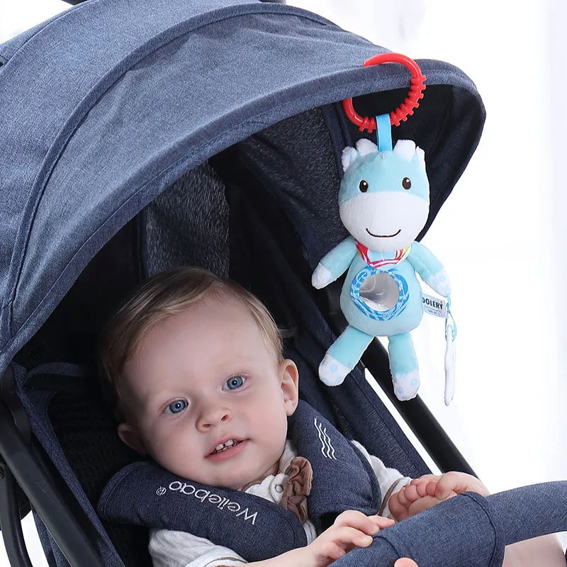 Baby Sensory Hanging Rattles Soft Learning Toy Plush Animals Stroller Infant Car Bed Crib with Teether for Bebe Babies Toddlers