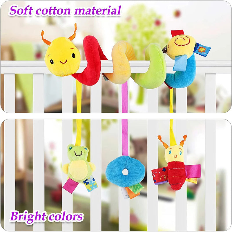 Spiral Stroller Toys Newborn Plush Hanging Baby Soft Rattle Sensory Toys Crib Mobile Bassinet for Babies Boys Girls Ideal Gifts