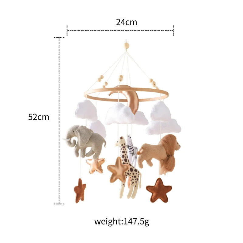 Baby Crib Mobile Wooden Bed Bell Rattle Toy Soft Felt Hot Air Balloon Wind Chime Pendant Newborn Comfort Bed Bell Toys Baby Gift