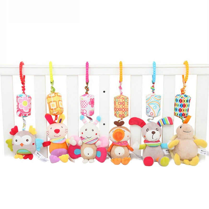 Baby Sensory Hanging Rattles Soft Learning Toy Plush Animals Stroller Infant Car Bed Crib with Teether for Bebe Babies Toddlers