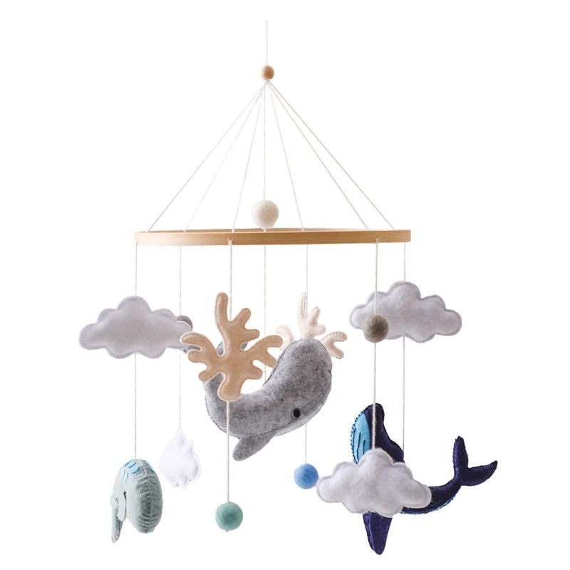 Baby Crib Mobile Wooden Bed Bell Rattle Toy Soft Felt Hot Air Balloon Wind Chime Pendant Newborn Comfort Bed Bell Toys Baby Gift