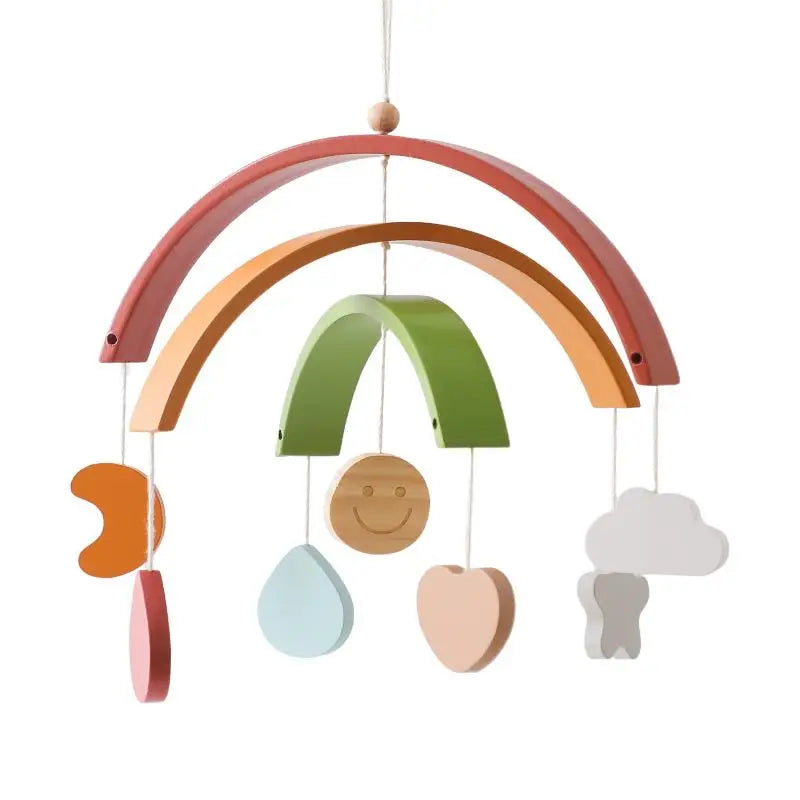 Baby Crib Mobile Wooden Bed Bell Rattle Toy Soft Felt Hot Air Balloon Wind Chime Pendant Newborn Comfort Bed Bell Toys Baby Gift