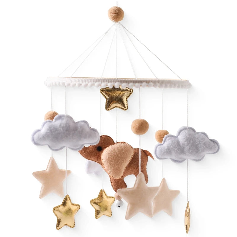 Baby Crib Mobile Wooden Bed Bell Rattle Toy Soft Felt Hot Air Balloon Wind Chime Pendant Newborn Comfort Bed Bell Toys Baby Gift