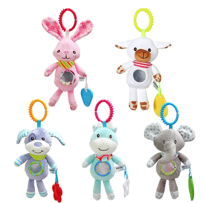 Baby Sensory Hanging Rattles Soft Learning Toy Plush Animals Stroller Infant Car Bed Crib with Teether for Bebe Babies Toddlers