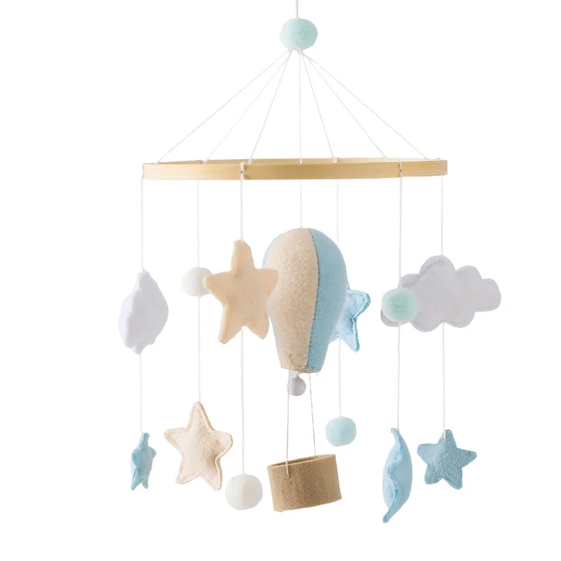 Baby Crib Mobile Wooden Bed Bell Rattle Toy Soft Felt Hot Air Balloon Wind Chime Pendant Newborn Comfort Bed Bell Toys Baby Gift